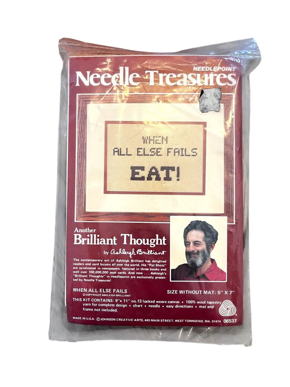 Vintage When All Else Fails Eat Needle Treasures JCA Needlepoint Kit 06537